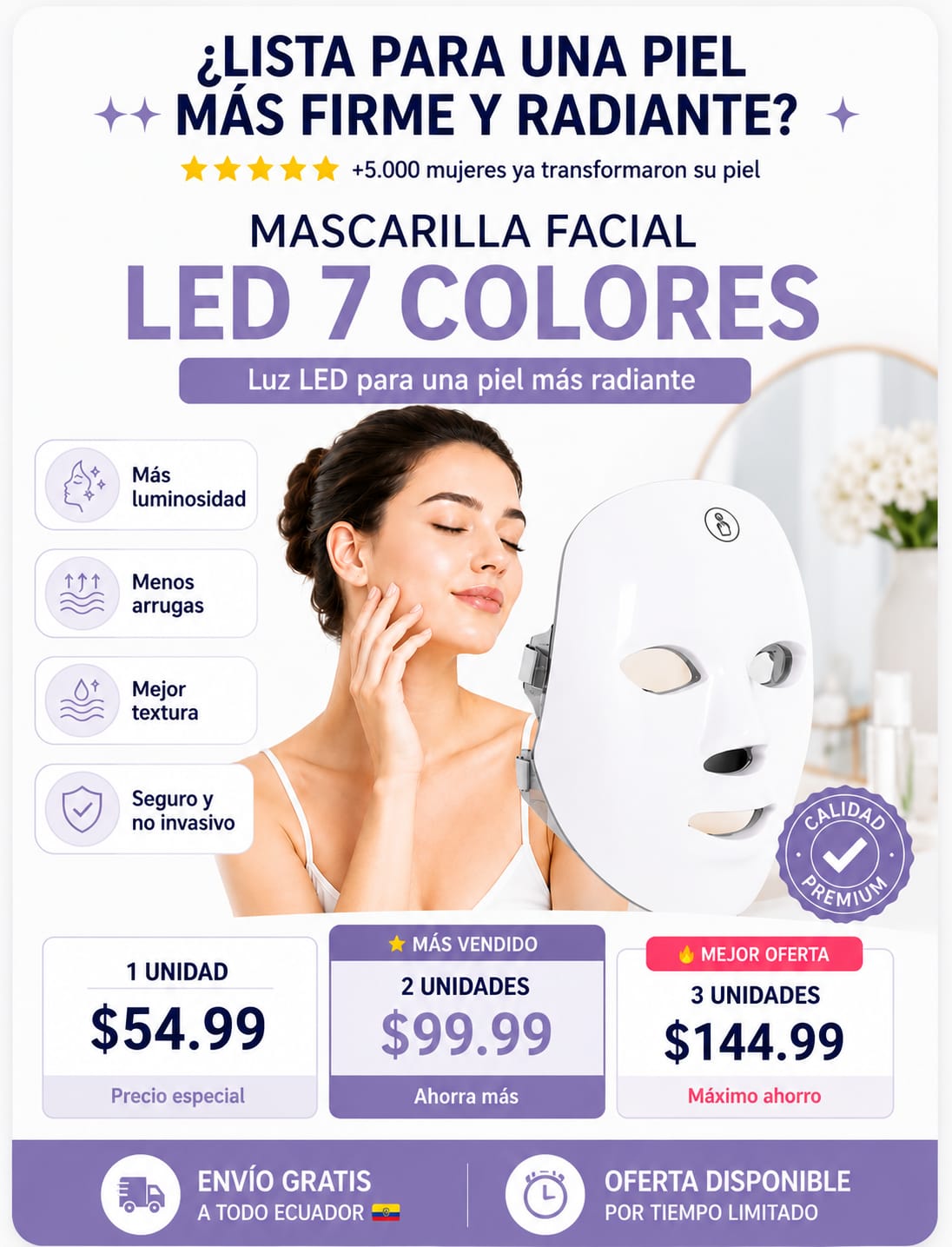 MASCARA FACIAL LED 7 COLORES PRO + ENVIO GRATIS