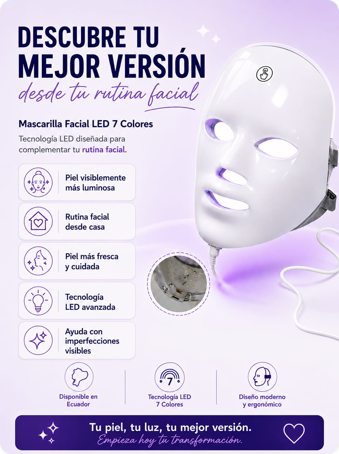 MASCARA FACIAL LED 7 COLORES PRO + ENVIO GRATIS