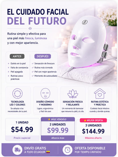 MASCARA FACIAL LED 7 COLORES PRO + ENVIO GRATIS